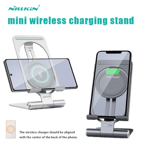 Мини-подставка для беспроводной магнитной зарядки Nillkin для быстрой зарядки iPhone, складная и портативная, совместимая с Samsung и Xiaomi