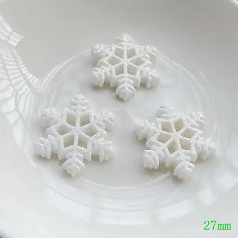 20st 18mm & 20mm & 27mm sneeuwvlok hars decoratie plat Kawaii hars plaksteen Kerstfeestdecoratie. Kerst ambachten