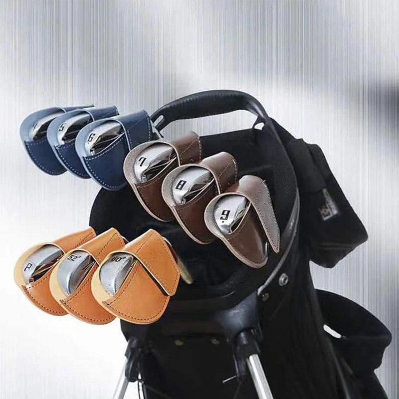 

1pc Golf Iron Head Cover Waterproof PU Leather Golf Putter Protctive Cover Short Neck Golf Club Headcover Fit Most Brands