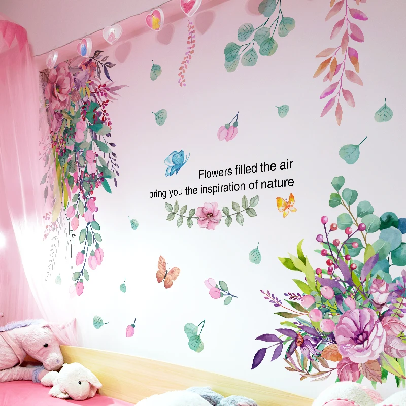 

Creative Leaves Wall Stickers DIY Flowers Plants Wall Decals for Kids Bedroom Baby Room Nursery Kindergarten Home Decoration