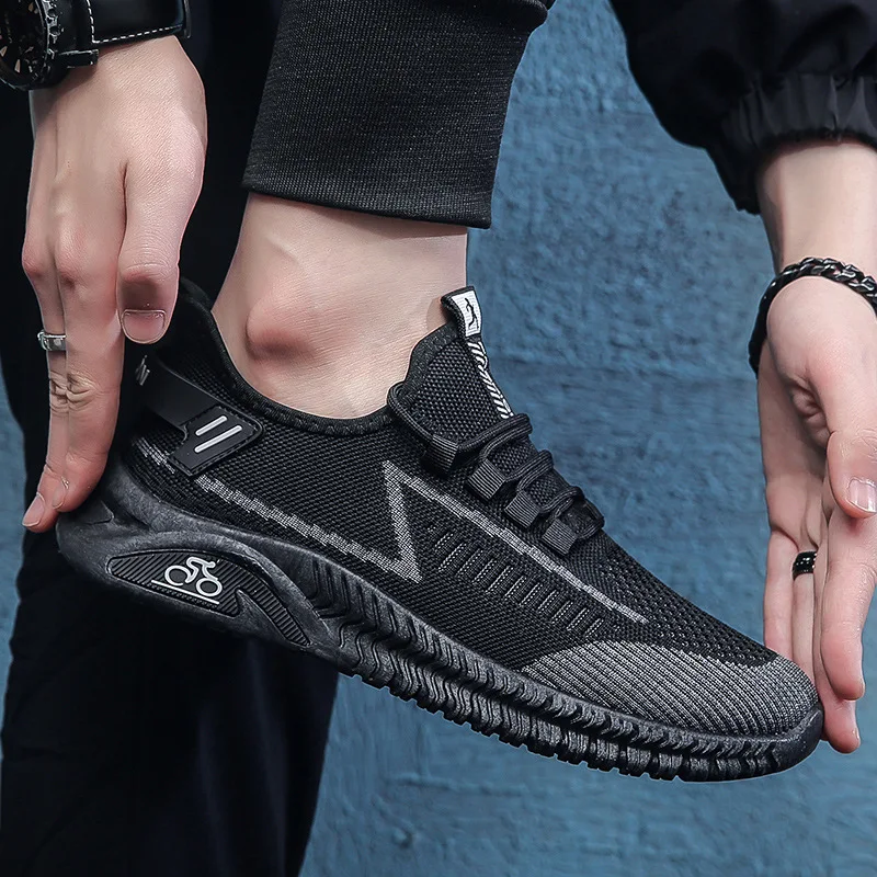 Flying Woven Men's Shoes 4 Seasons Breathable Sports Shoes for Men Lightweight Running Cloth Shoes Fashion Mans Casual Footwear