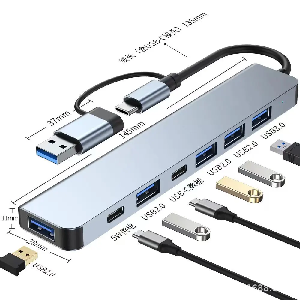 

7 In1 USB-C Hub Type C To 4K HDMI-Compatible USB3.0 Adapter Docking Station Converter For Type-C Laptop MacBook ChromeBook