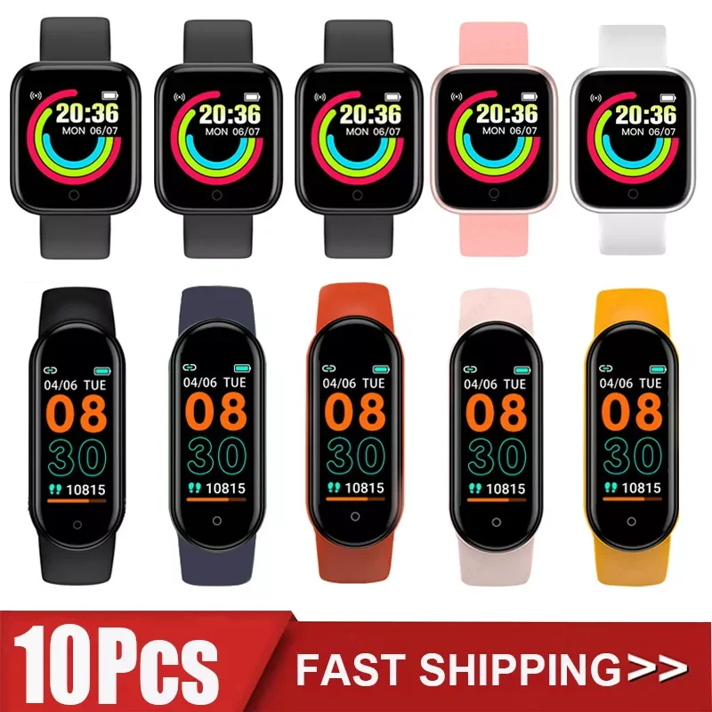 

Смарт-часы D20 M6 для мужчин и женщин, спортивный фитнес-трекер, пульсометр, Bluetooth, наручные часы для IOS, Android, 10 шт.