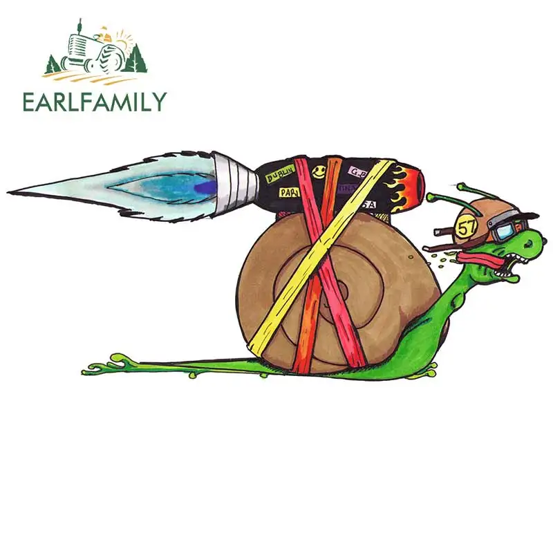 

EARLFAMILY 13cm x 5.6cm for Turbo Snail Car Stickers and Decals for Levante Car Wrap Laptop Motorcycle JDM Vinyl Sticker