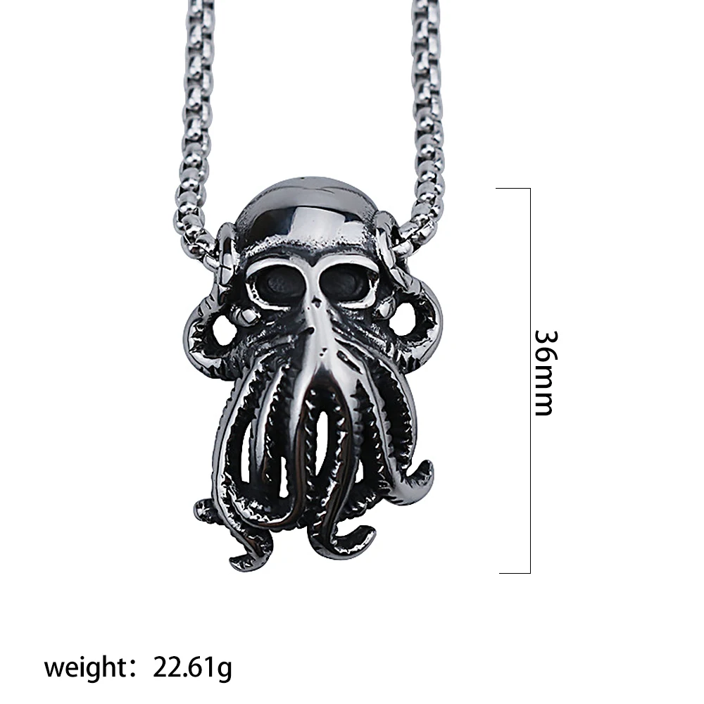 Punk Hip Hop Cthulhu Octopus Pendant Necklace Stainless Steel Men Fashion Street Rock Animal Chain Jewelry | Украшения и