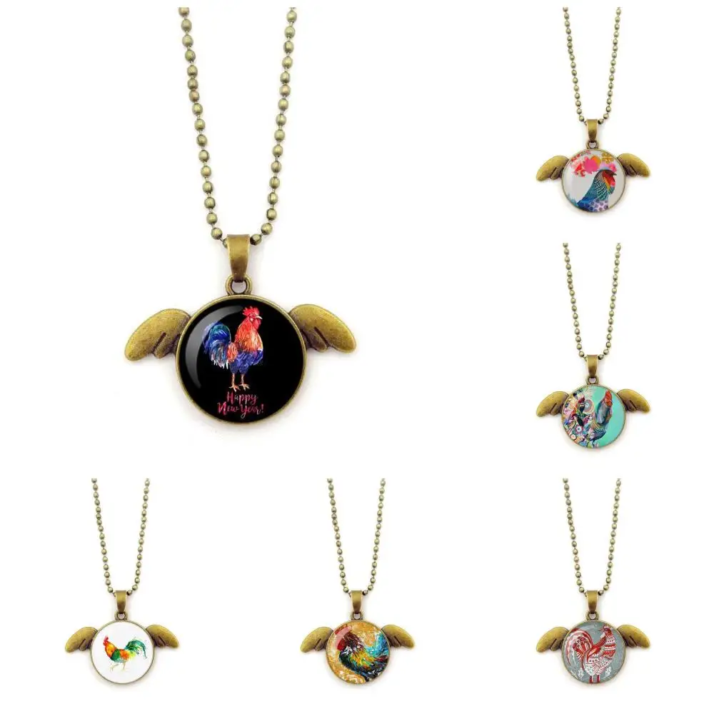 Красочное украшение в виде петуха, длинное бронзовое ожерелье с подвеской в виде крыльев Ангела для девочек, размер на заказ