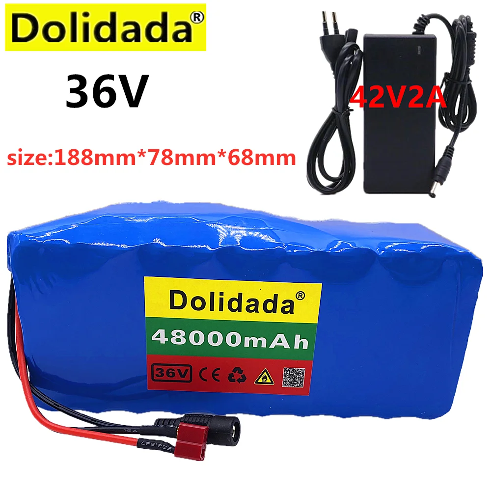

100% Original 36V 48Ah 18650 Li ion Battery pack High Power Balance 36V48000mah Motorcycle Electric Bicycle Scooter BMS+Charger