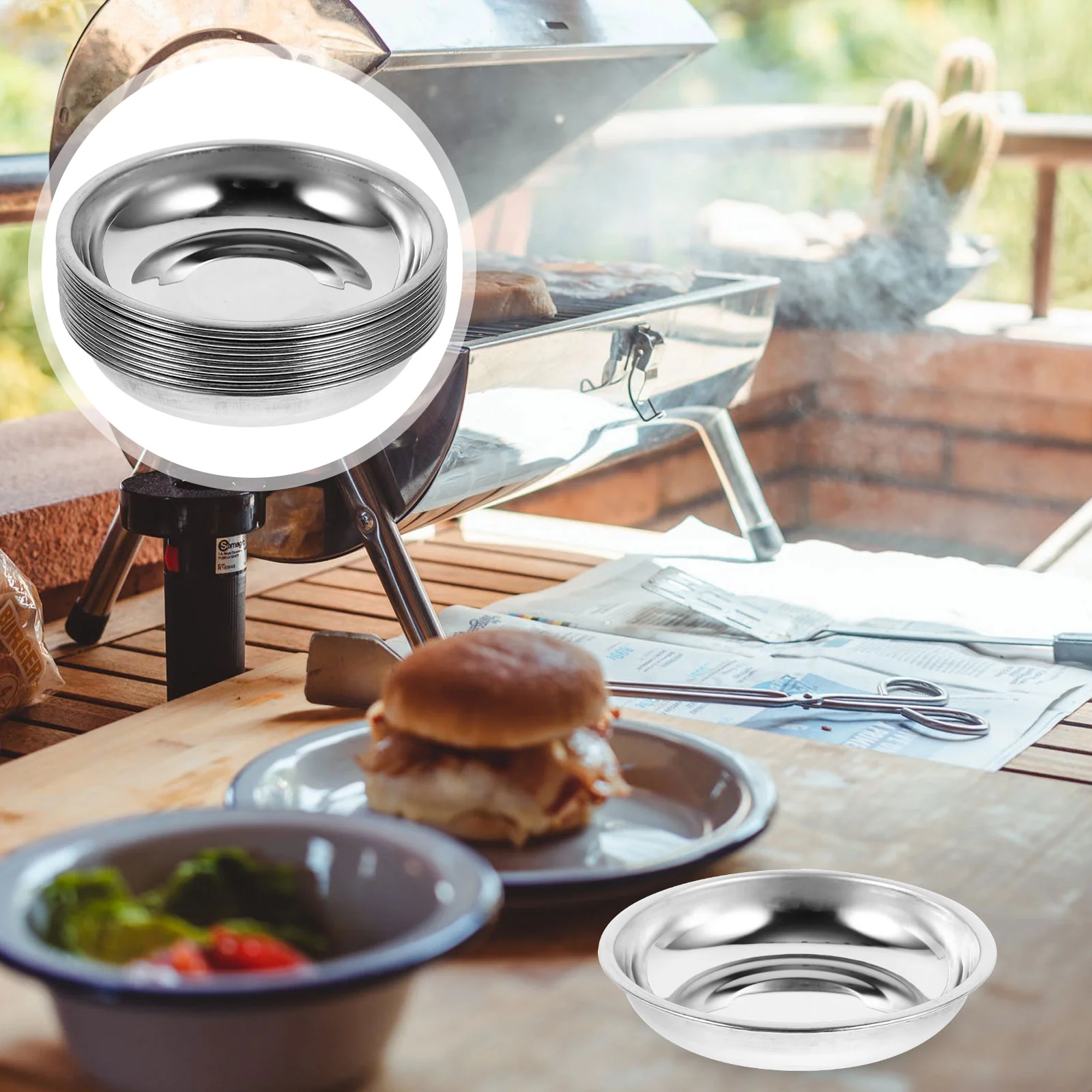 

10 Pcs Mini Bbq Grill Small Fruit Plate Sauce Dishes Ice Cream Bowl Stainless Steel Dessert Spice Gear