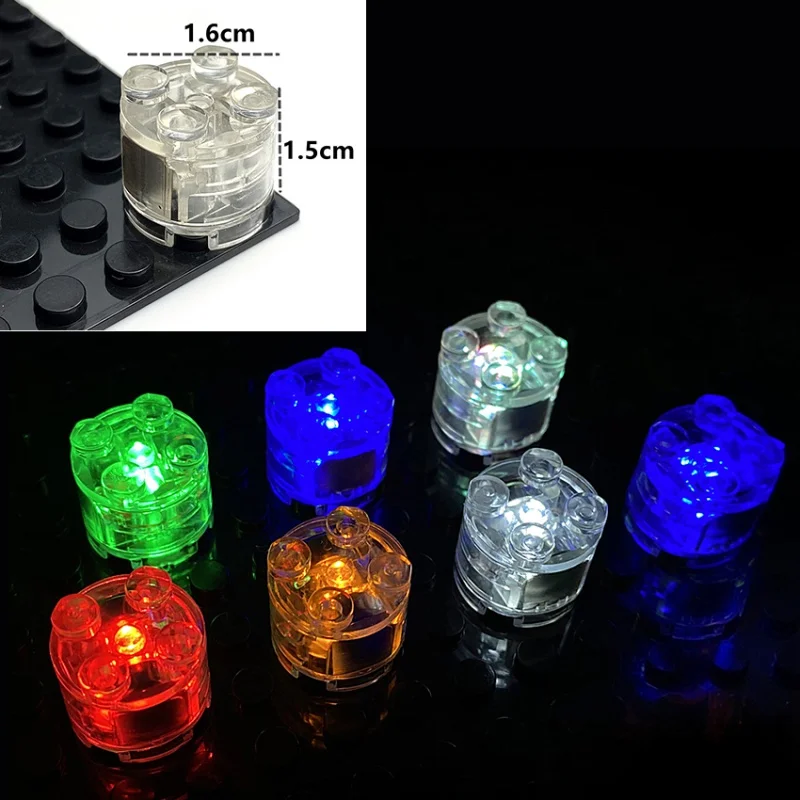 

5Pcs Brick 2x2 Dot Round LED Light Flash Color Lamp Emitting Classic Accessories Compatible Leduo Construction Building Blocks