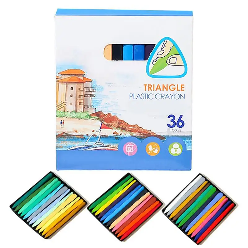 

Washable And Erasable Crayons Set For School & Art Supplies Kids Organic Crayons 12/24/36 Colors Optional Triangular Crayons