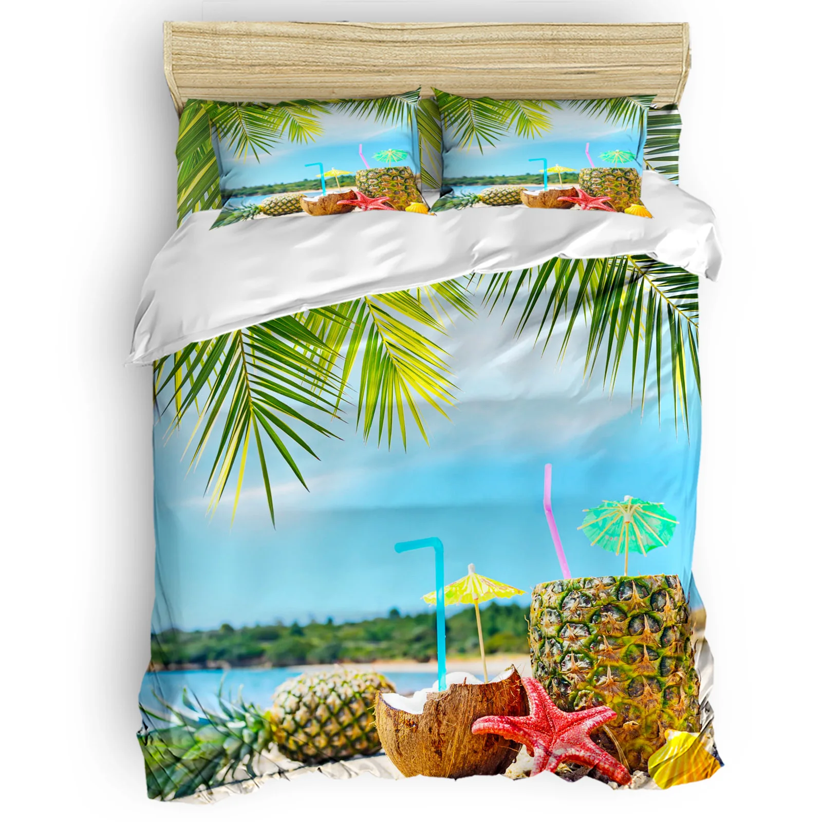 

Coconut Pineapple Seaside Comfortable Household Goods Bedroom Bed Luxury Duvet Cover 2/3/4 Pieces