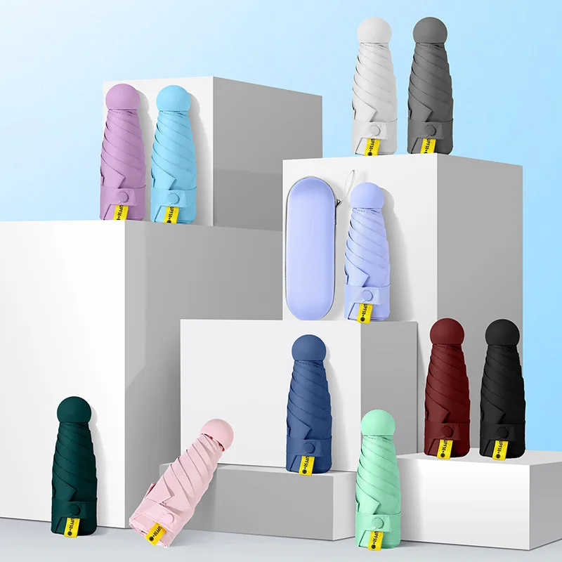 

Folding Umbrella with UV Protection Sun Shading Sun Protection Capsule Mini Five Fold Sunny and Rainy