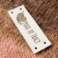 30pcs sewing tags customize logo for clothing personalized leather labels for handmade items rectangle crochet garment label