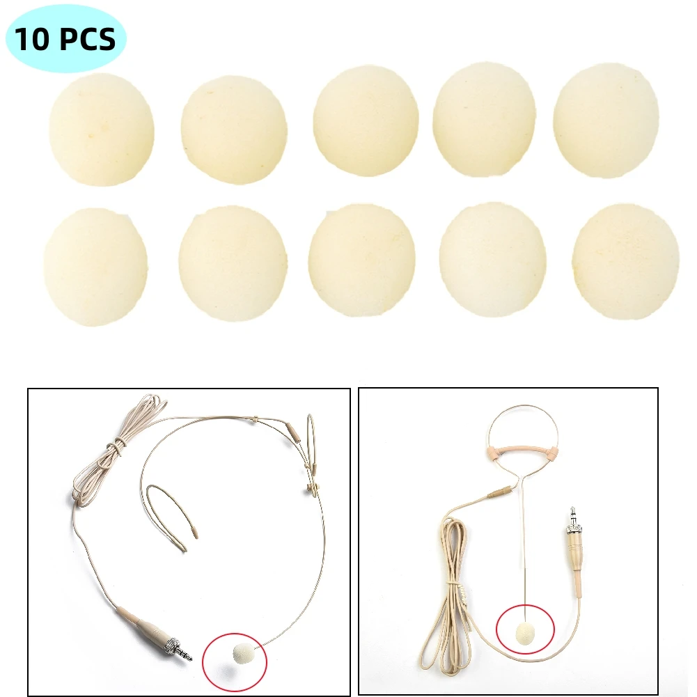 

10Pcs Headset Microphone Covers Foam Windscreen Cover For Gaming Headset Headworn Mic Beige Microphone Accessories
