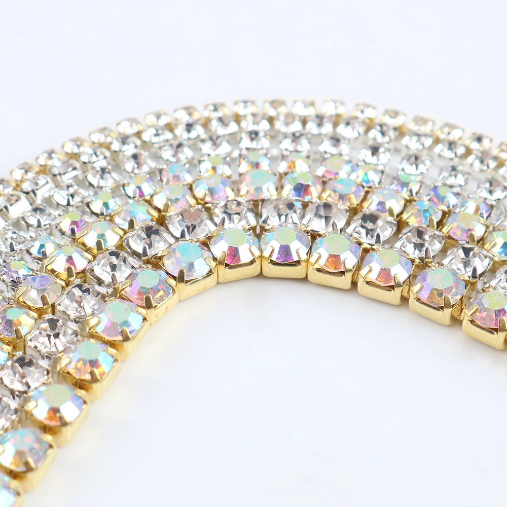 

1Yard SS6-SS16 Sew On Crystal Rhinestone Trimming Chain Sewing Glue-On Chains For Clothes Garment Accessories
