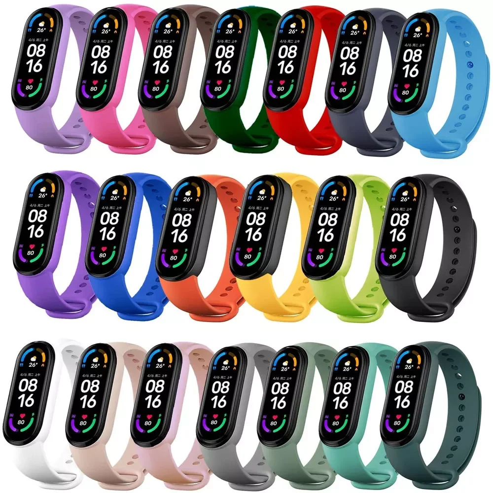 

Ремешок силиконовый для Xiaomi Mi Band 7 6 5 4 3, спортивный браслет для xiaomi mi band 7 3 4 5