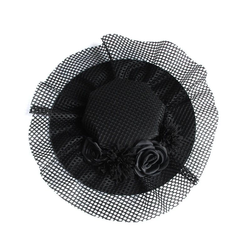 

Fascinators Hats Cocktail Tea Party Headwear Veil Mesh Top Hat with Hair Clip Masquerade Hat Funeral Hat for Girls Women