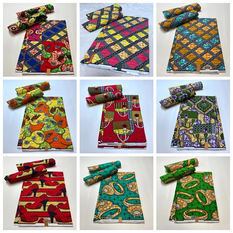 

Высококачественная ткань из 100% хлопка, 6 ярдов, африканская искусственная ткань Анкары в африканском стиле