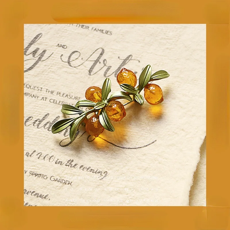 Женская Брошь из бамбука винтажная эмалированная брошь зеленого цвета с цветком