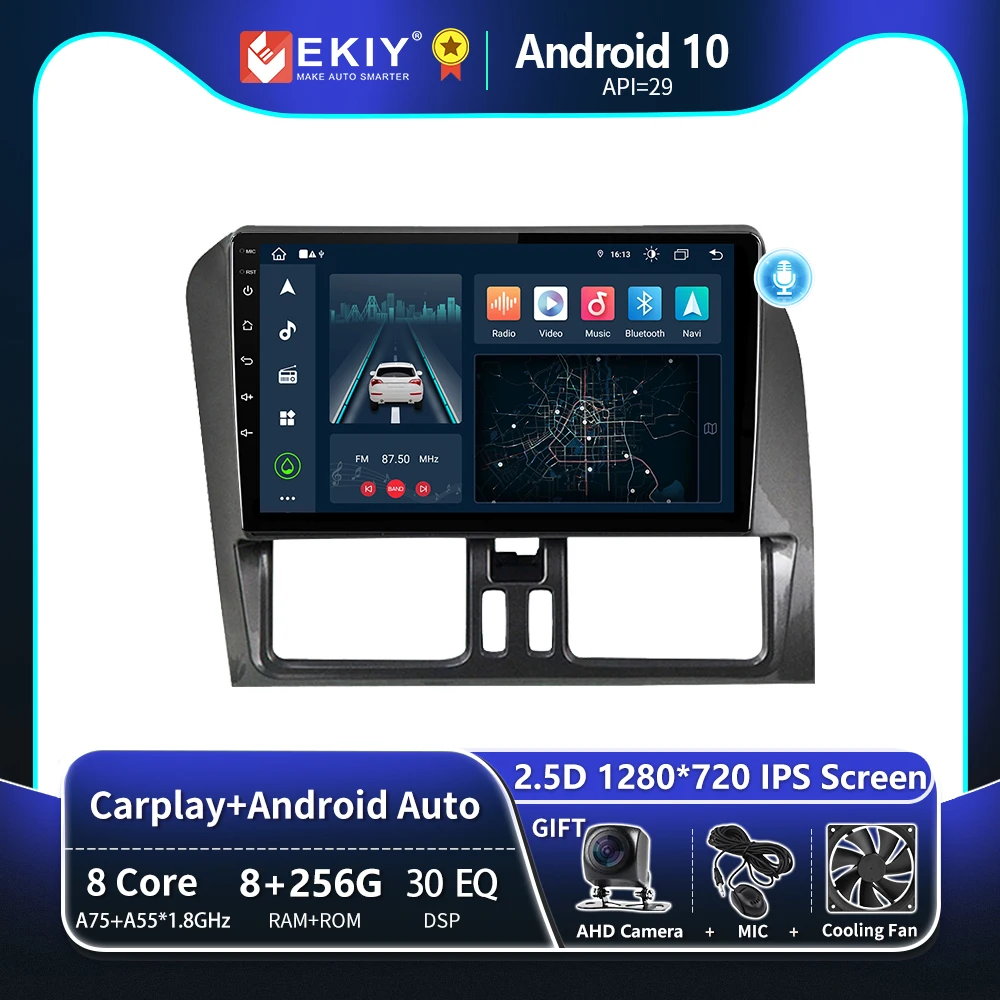 EKIY T8 8G 256G Android 10 Für Volvo XC60 2009 2010 2011 2012 2013 2014 2015 2016 2017 Autoradio Multimedia Video Player Navigation GPS Auto Stereo Carplay Wireless No 2 Din DVD Head Unit