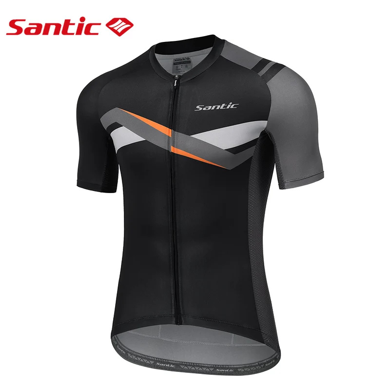 

Santic Men Cycling Short Sleeve Summer MTB Bike Shirts Full Zipper Breathable Quick Drying Skin Friendly Clothing Asian Size