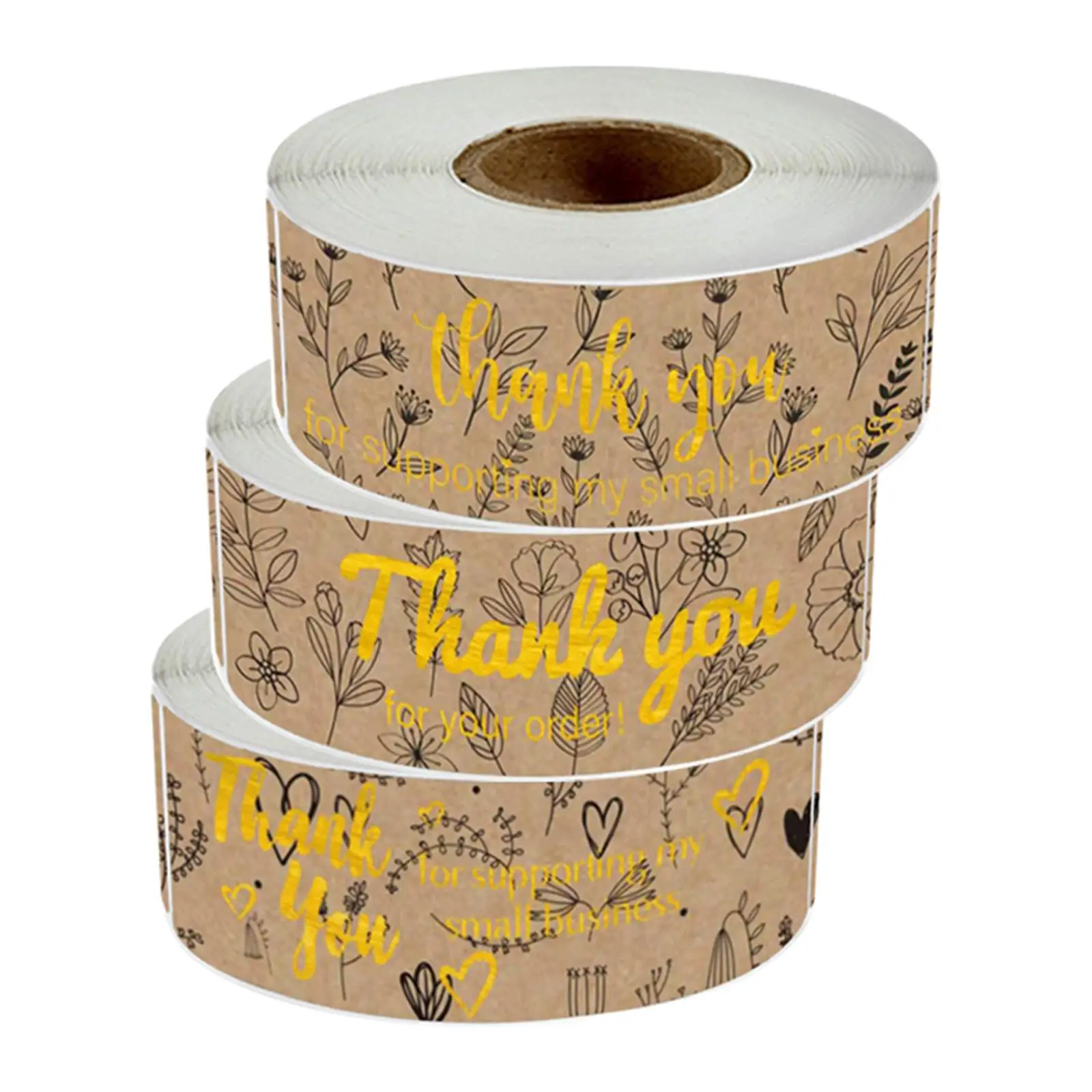 

3 Roll Kraft Thank You Stickers Baking Party Sealing Labels Adhesive Stickers