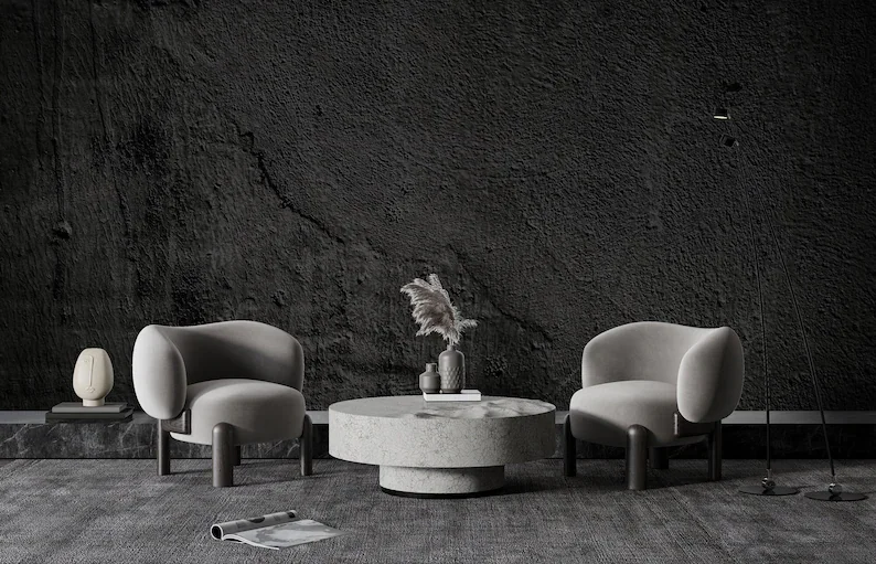 

Concrete Wallpaper- Peel and Stick- Black Concrete Texture- Modern Wall Mural