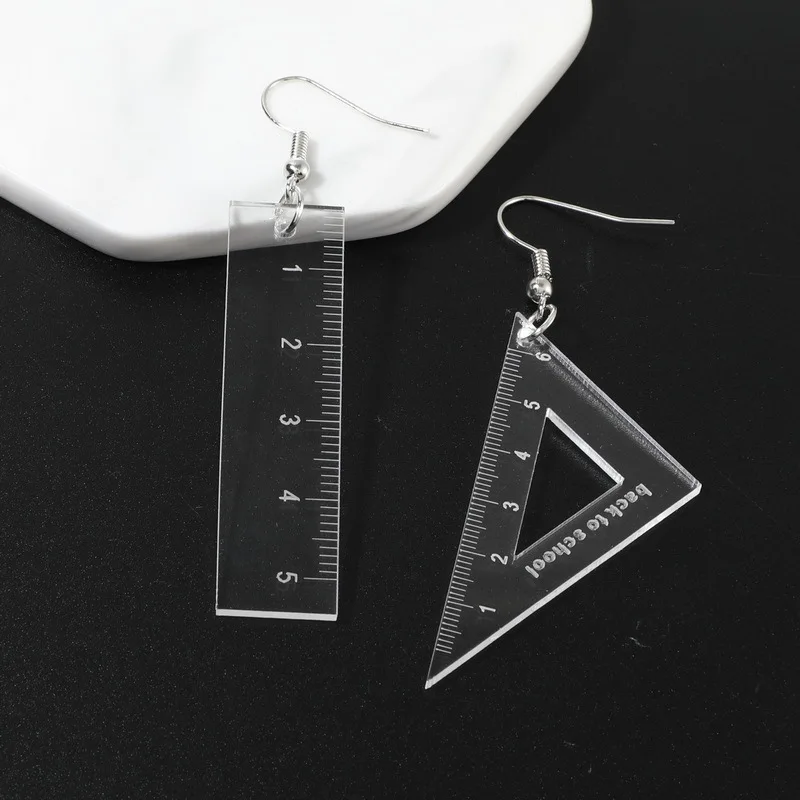 Fashion Drop Funny Math Triangle Ruler Earrings