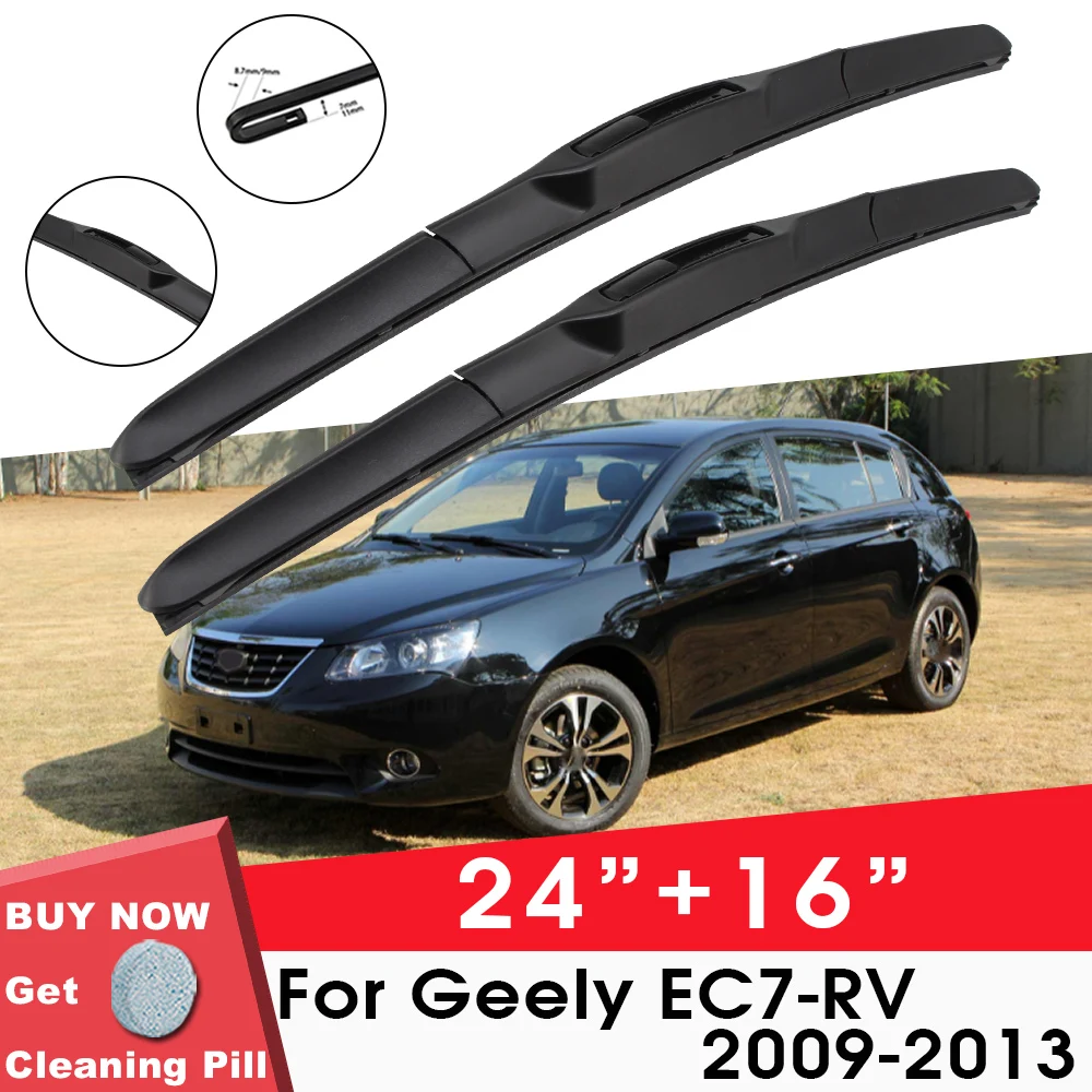 

Car Wiper Blade Front Window Windshield Rubber Wiper For Geely EC7-RV 2009-2013 24"+16" LHD RHD Car Accessories