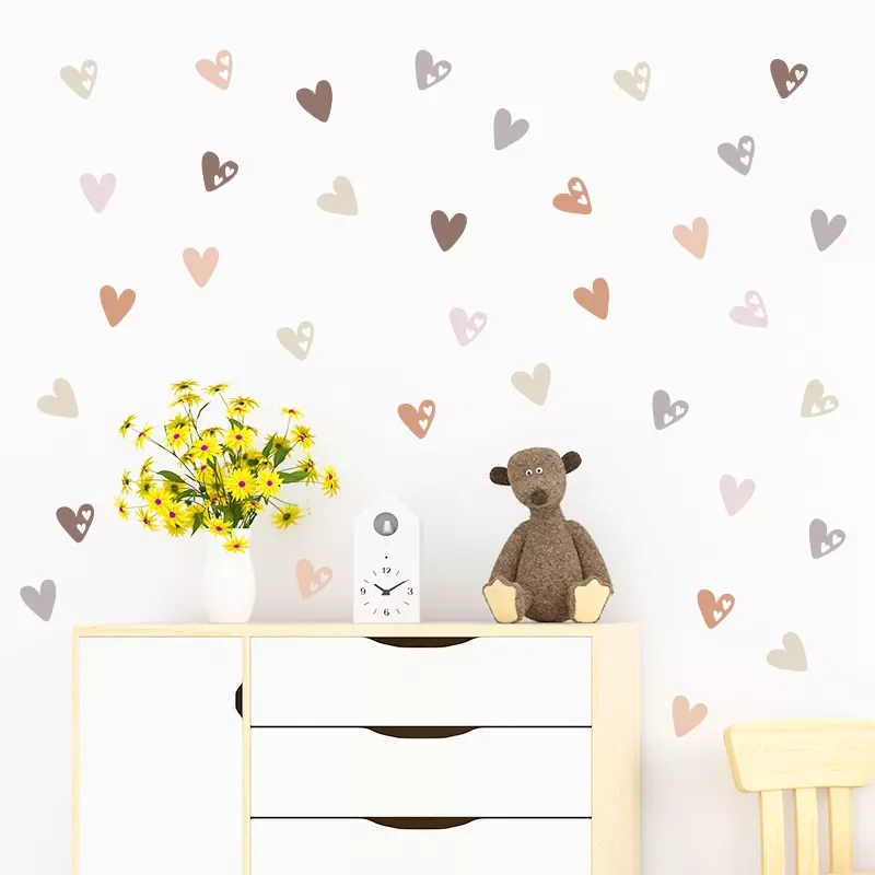 

36pcs Heart Shape Trendy Boho Style Wall Stickers Bohemian Wall Decals for Living Room Bedroom Nursery Room Kids Room Home Decor