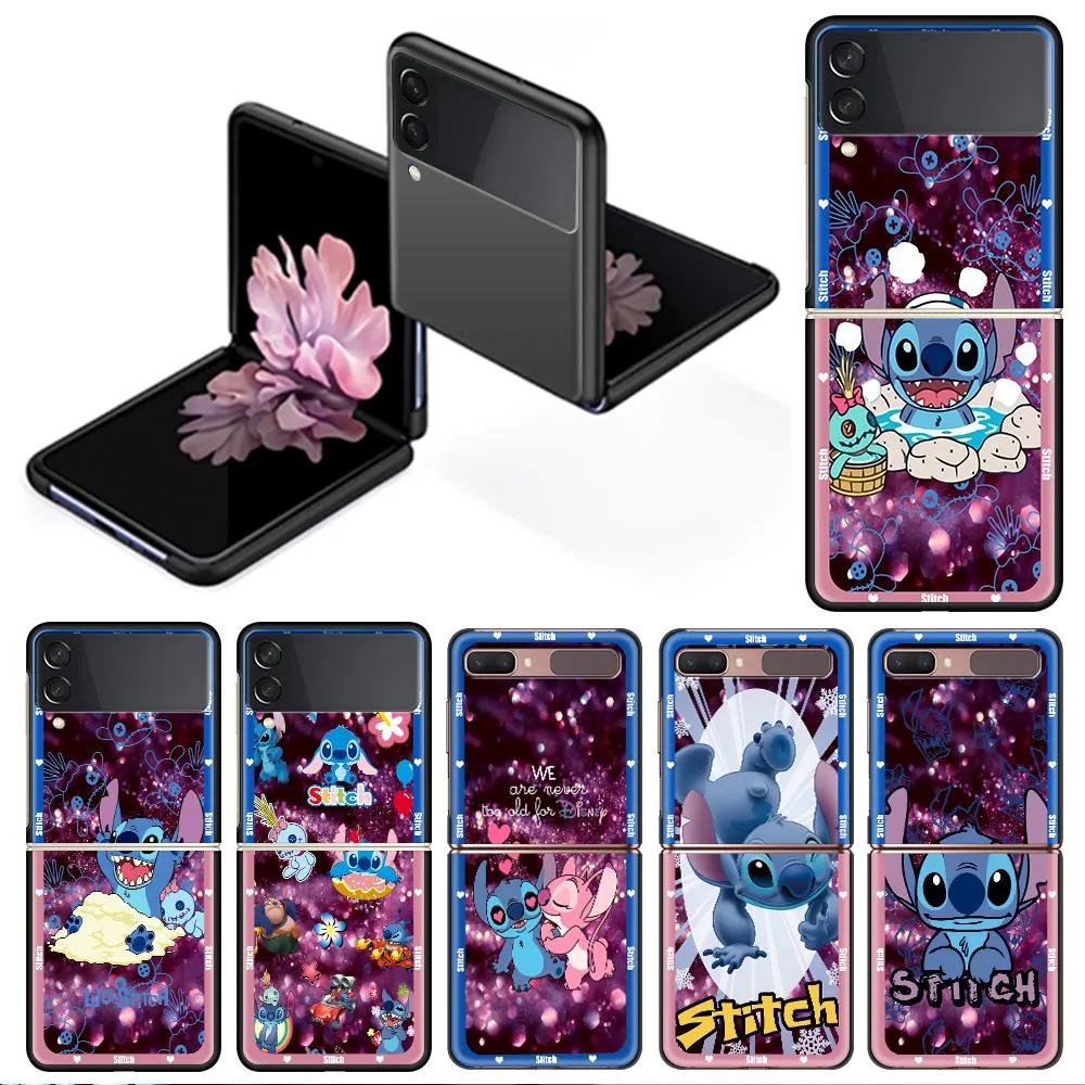 

Cute Lilo & Stitch Disney Case for Samsung Z Flip 3 4 5G Capa for Galaxy Z Flip3 4G Black Hard Funda ZFlip4 Cover 6.7 Inches