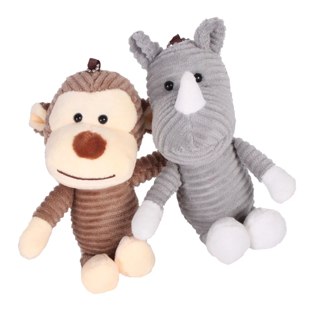 

2 Pcs Toy Key Chain Hanging Decors Plush Animals Pendants Monkey 18cm Stuffed Linter Rings Newborn