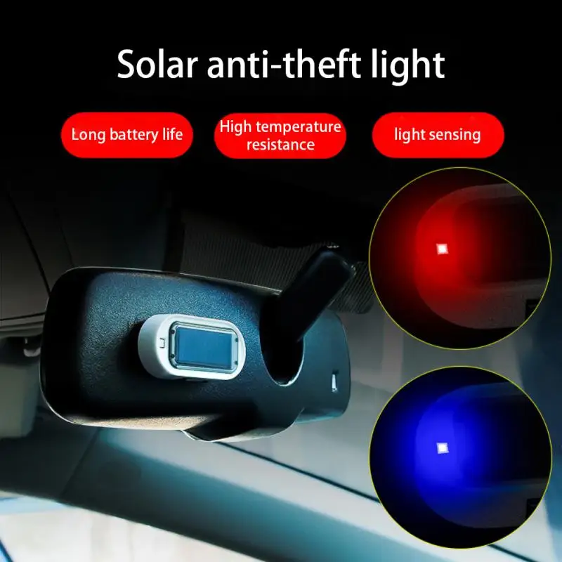 

1pc Universal Car Fake Solar Powered Alarm Light Security System Warning Anti-Theft Flash Blinking Lamp Auto Caution LED Light