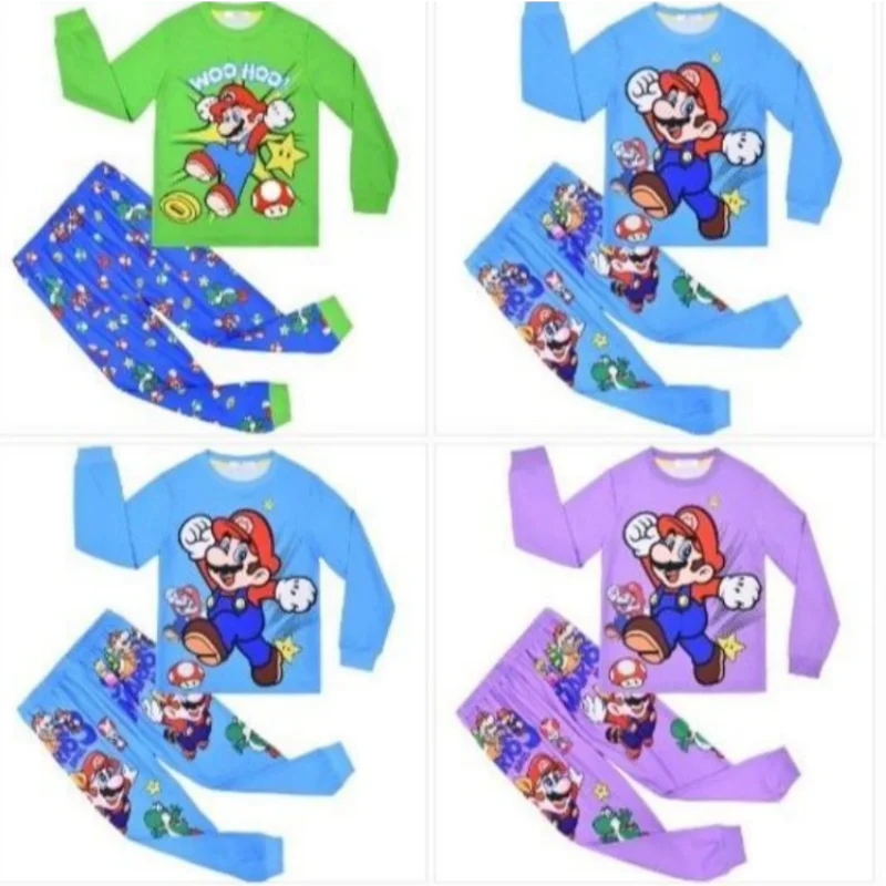 

Super Mario Bros. Cute Cartoon Spring and Autumn Children's Long-sleeved Pajamas Creative Personality Homewear Set Holiday Gift
