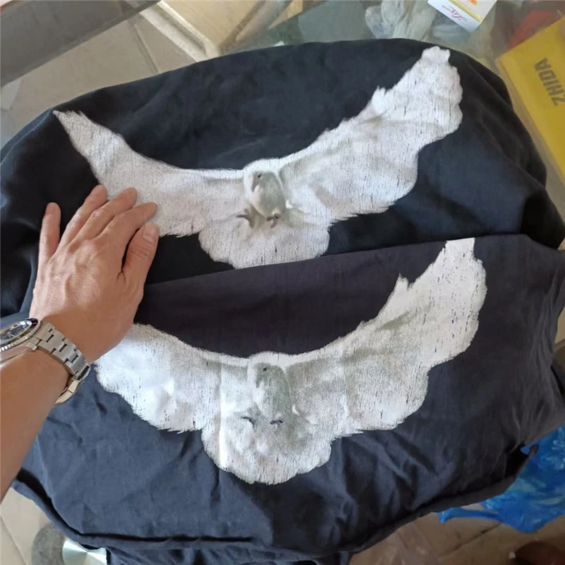 Худи Kanye с капюшоном и принтом голубей мужская женская уличная одежда свитшоты