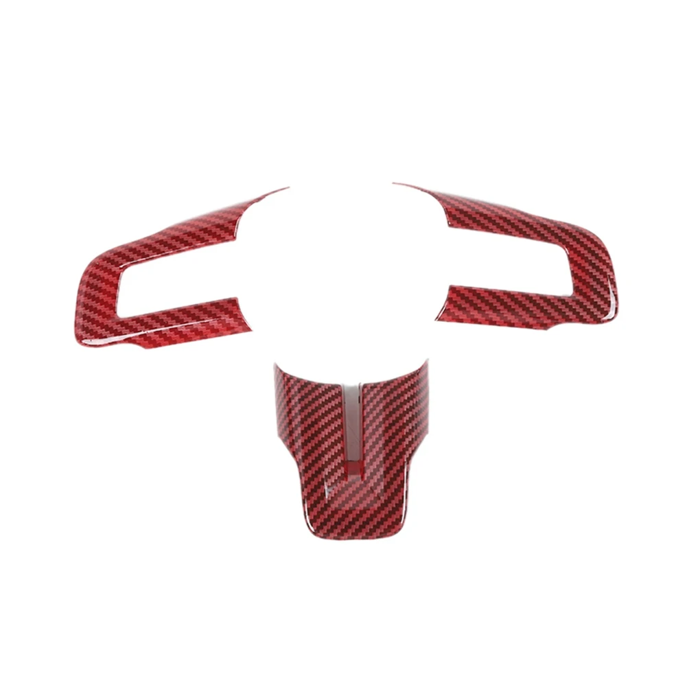 

Красная панель рулевого колеса из углеродного волокна для Ford Mustang 2015-2021, отделка, аксессуары