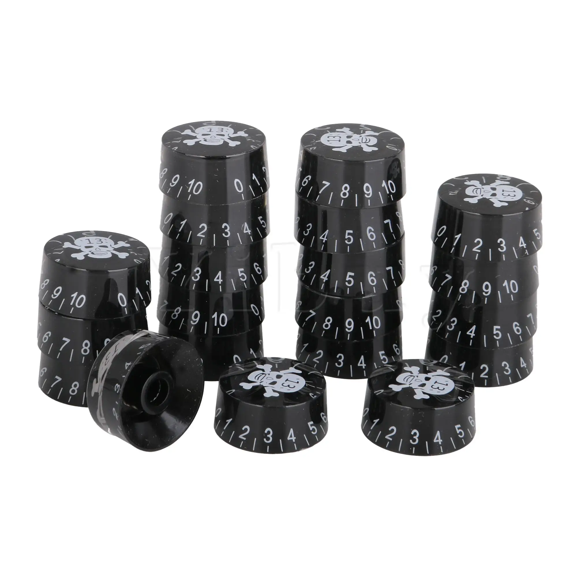 

20 Pcs Black Electronic Guitar Control Round Knobs 26mm Dia for Bass