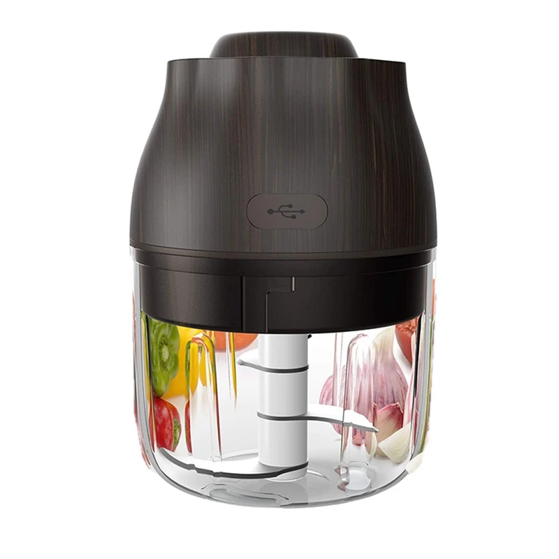 

HOT Electric Mini Wood Grain Garlic Chopper,250Ml Food Slicer/Chopper,Blenders For Garlic/Chili/Nuts&Baby Foods