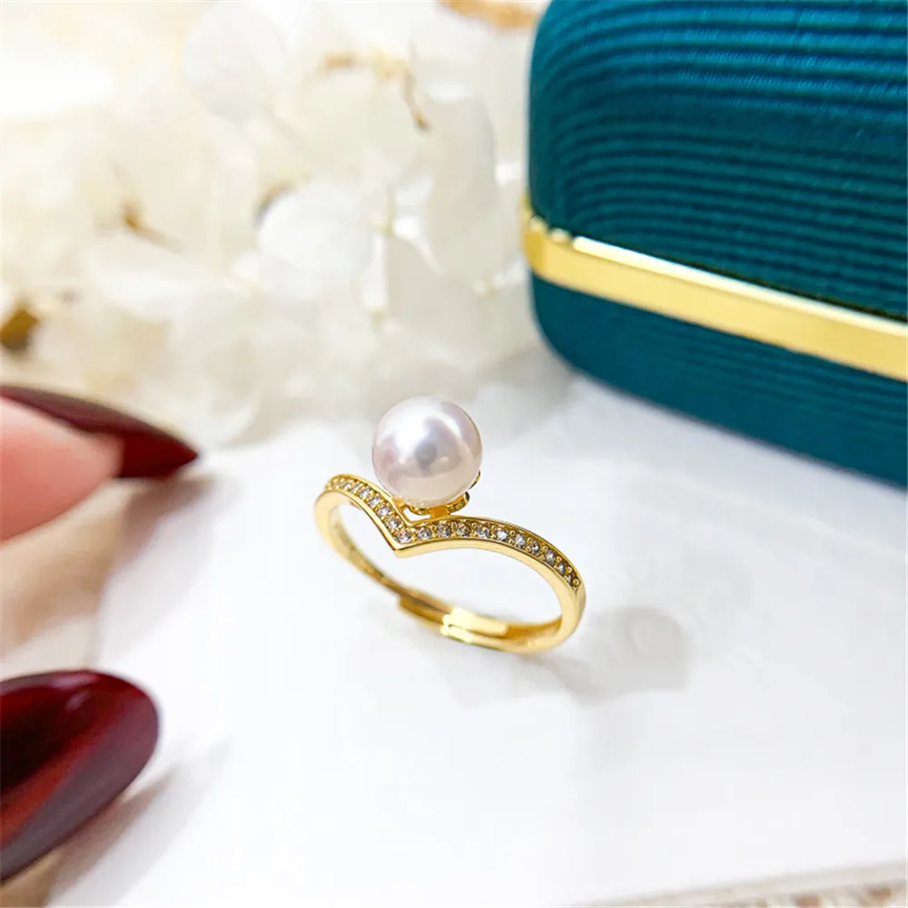 

Classic Rings Resizable Design Rings Base S925 Sterling Silver Pearl Rings Settings Women DIY Pearl Rings Accessory