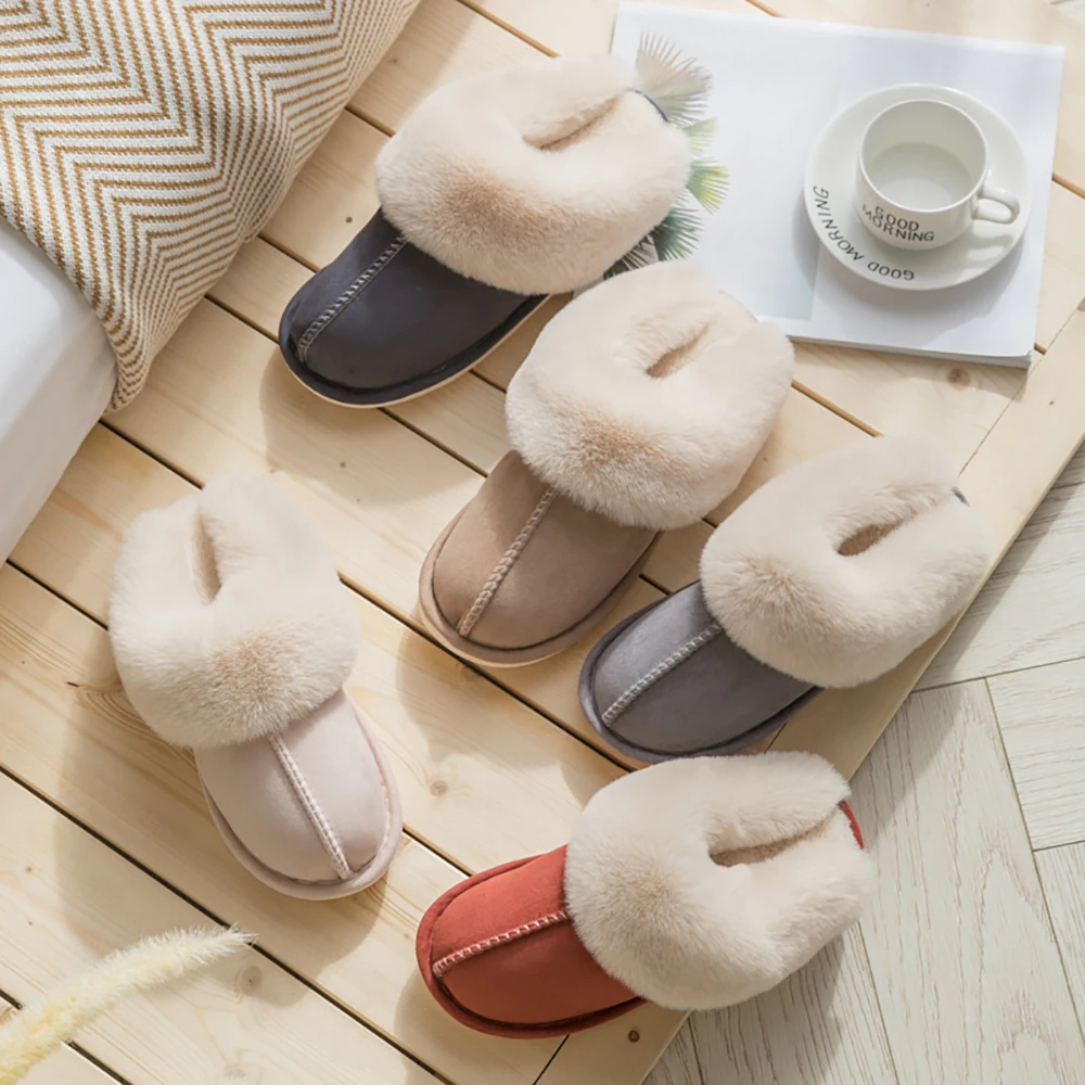 Plush Warm Couple Slippers Sweet Home Soft Comfortable Winter Slippers Men Cotton Shoes Women Fluffy Fur Indoor Plush Slippers