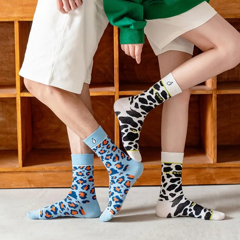 New Couples Outdoor Casual Trend Socks Creative Fashion Simple Abstract Art Hip Hop Street Style Socks Sports Long Tube Socks