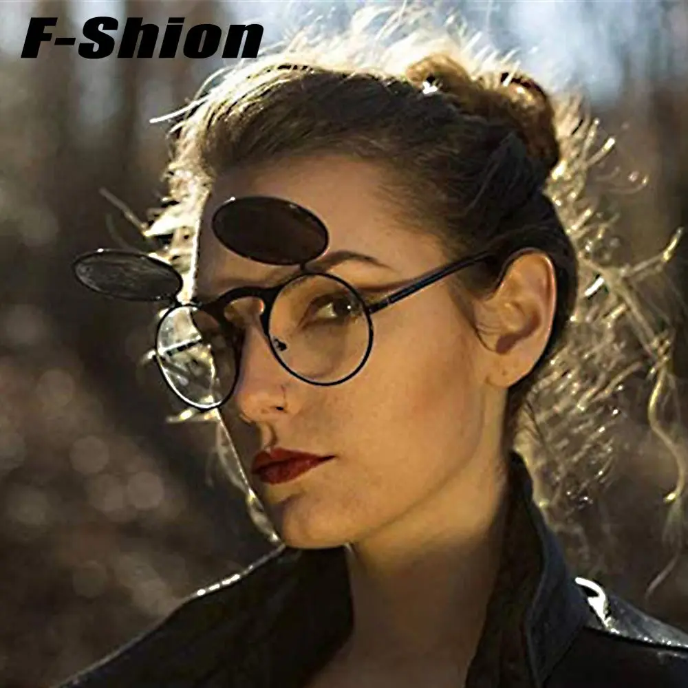 

Vintage Steampunk Flip Sunglasses Retro Round Metal Frame Sun Glasses for Men Women Brand Designer Circle Glasses Oculos