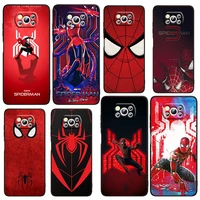 cool marvel spiderman logo for xiaomi civi mi poco x4 x3 nfc f3 gt m4 m3 m2 x2 f2 pro c3 4g 5g soft tpu cover black phone case