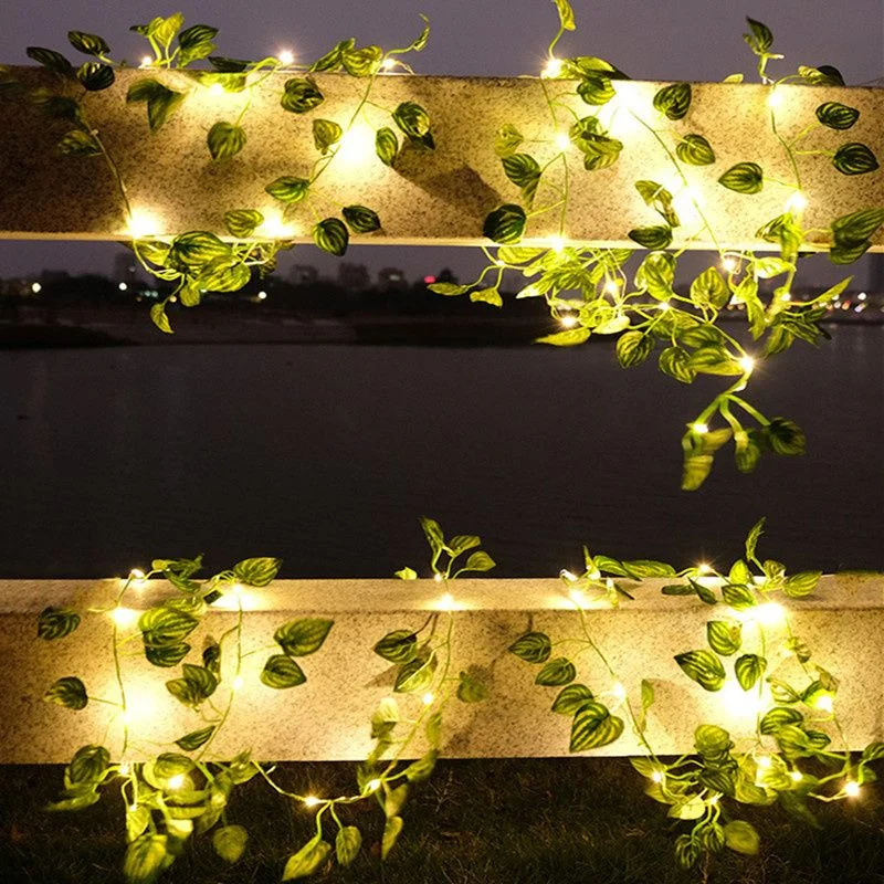 

Искусственные гирлянды с растениями, маленькие светодиодные гирлянды с листьями, гирлянда на новый год, свадьбу, сад, искусственная лампа для улицы