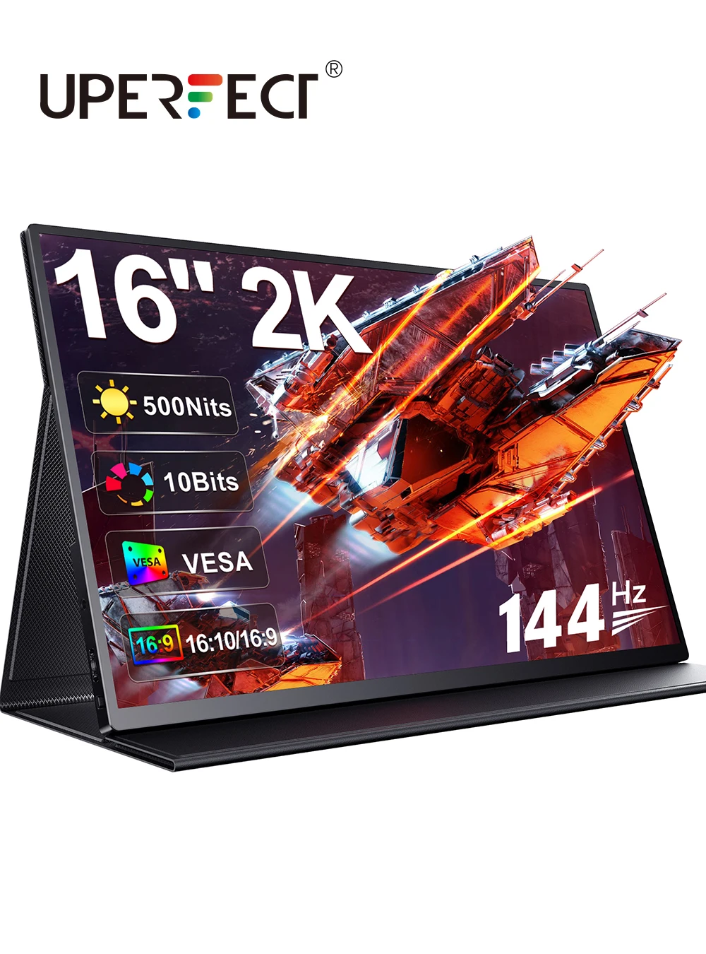 Портативный игровой монитор UPERFECT, 16 дюймов, 2K, 144 Гц, 10 бит, 100% sRGB