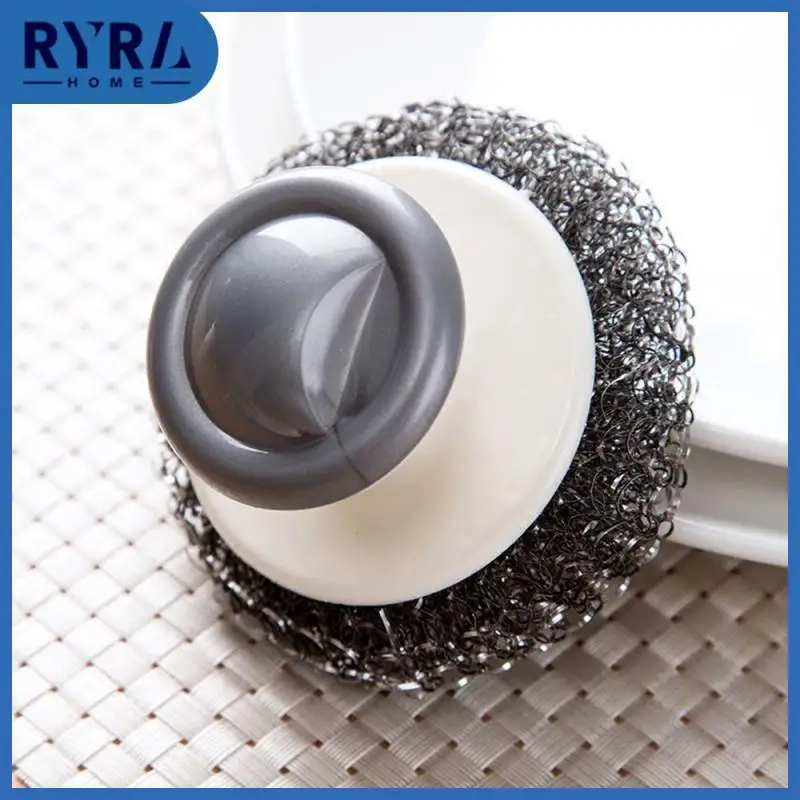 

Plastic Cleaning Brush Not Hurt Hands Cleaning Ball Handle Rich Foaming Metal Scrubber Ball Steel Ball Dishwashing Pot Brush