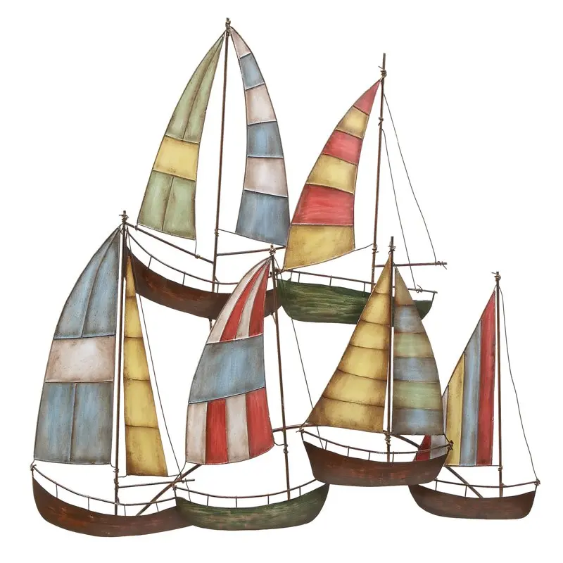 

Multi Colored Metal Sail Boat Wall Decor