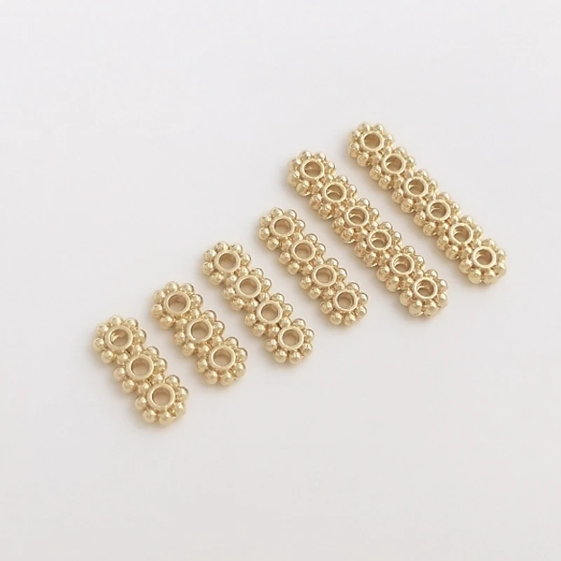 

10Pcs Brass Gold Plated Snowflake Spacer Beads 3-Hole Slider Spacer Bar Connector for Diy Bracelet Jewelry Making Accessories
