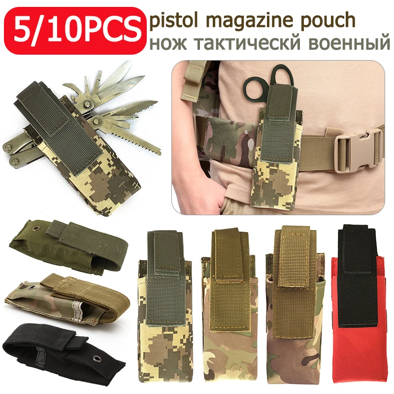 

5/10pcs Military Molle Pouch Tactical Single Pistol Mag Knife Flashlight Sheath Airsoft Accessories Hunting Camo Magazine Pouch