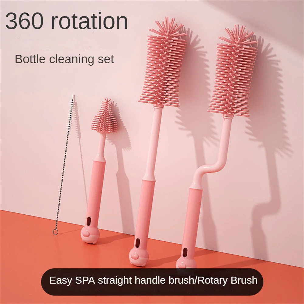 

Bottle Cleaning Brush Soft 360 ° Rotating Bottle Brush Set No Dead Angle Cleaning Multifunctional Nipple Cleaning Brushes Set